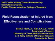 Fluid Resusitation of Injured Man:Effectiveness and Complications.